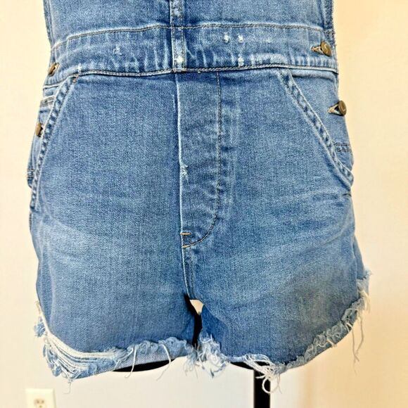 Joes Jeans Shortalls Taylor Hill Medium Blue Denim Bib Overall Shorts Y2K Boho - Picture 3 of 16